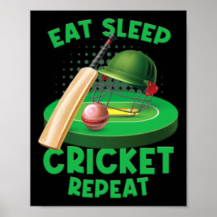 Affiche Manger Sommeil Cricket Cricket Vintage Ll Terrain