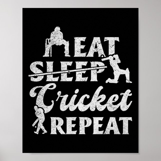 Affiche Manger Sommeil Cricket Répéter - Joueur de cricket (Devant)