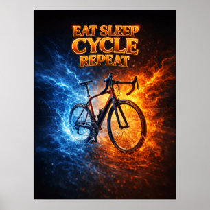 Affiche Manger Sommeil Cycle Rétro