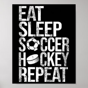 Affiche Manger Sommeil Football Hockey Répéter Jeu De Spor