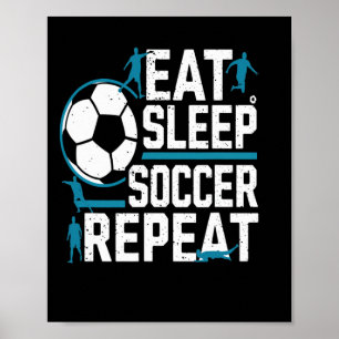 Affiche Manger Sommeil Football Répéter Quotidiennement Ro