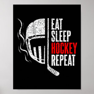 Affiche Manger Sommeil Hockey Répéter Drôle Hockey