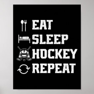 Affiche Manger Sommeil Hockey Répéter Joueur de hockey sur