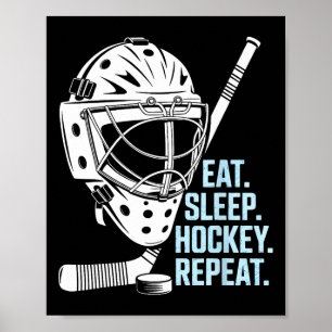 Affiche Manger Sommeil Hockey Répéter Masque de Hockey Bât