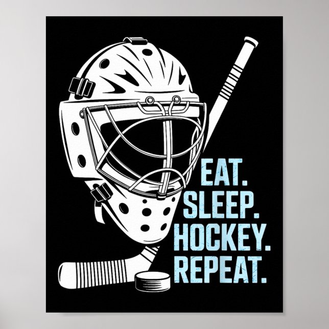 Affiche Manger Sommeil Hockey Répéter Masque de Hockey Bât (Devant)