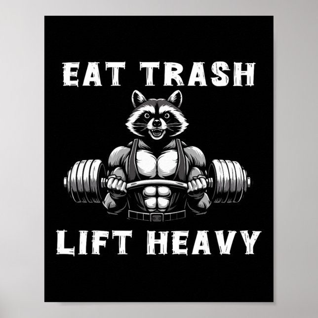 Affiche Manger Trash Lift Lourd Racoon Lifting Fitness Wo (Devant)