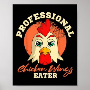 Affiche Mangeur d'ailes de poulet Rétro Vintage Byrbeque B