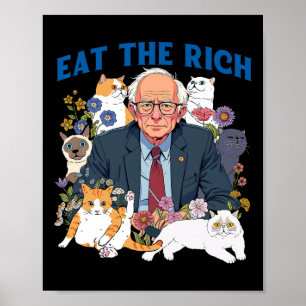 Affiche Mangez Bernie Sanders Riche Chat Floral Résiste De
