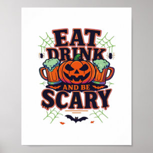 Affiche Mangez Boire Et Soyez Effrayant Halloween Design C