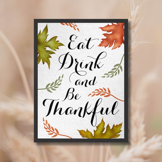 Affiche Mangez Boire Et Soyez Heureux Chute Thanksgiving W (Créateur téléchargé)