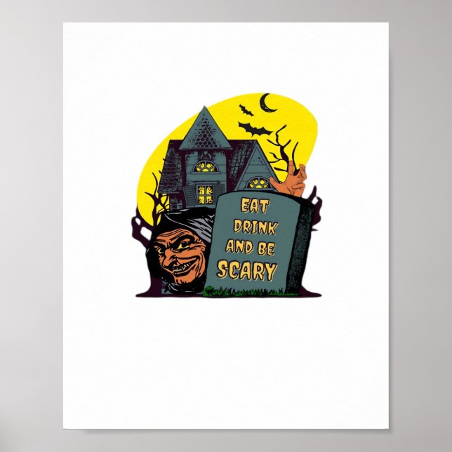Affiche Mangez, Buvez Et Soyez Effrayant Classique Simple (Devant)