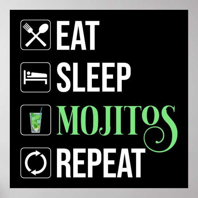 Affiche Mangez des mojitos du sommeil Répéter (Devant)