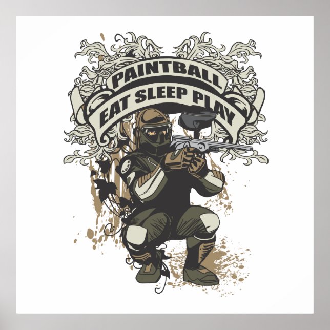 Affiche Mangez, Dormez, Jouez Au Paintball (Devant)