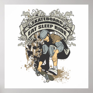 Affiche Mangez, dormez, montez la planche à roulettes