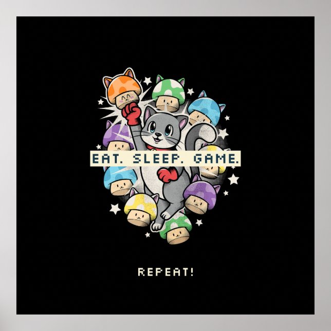Affiche Mangez, Dormir, Jeu, Répéter (Devant)