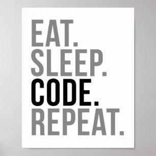 Affiche Mangez la répétition de code de sommeil