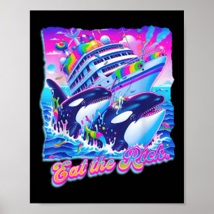 Affiche Mangez La Rich Whale 90s Orca Drôle Baleine Animal