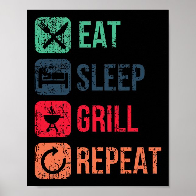 Affiche Mangez le grill du sommeil Répéter (Devant)