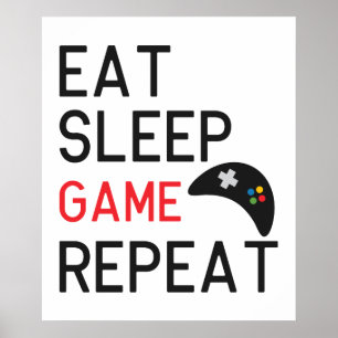 Affiche Mangez le jeu de veille répéter les jeux d'art