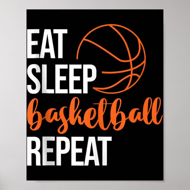 Affiche Mangez Le Sommeil Basket Répéter Fun Sport Motivat (Devant)
