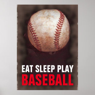 Affiche Mangez le sommeil Jouer au baseball