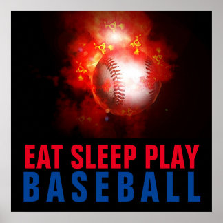 Affiche Mangez le sommeil Jouer au baseball