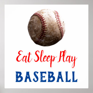 Affiche Mangez le sommeil Jouer au baseball
