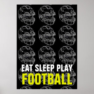 Affiche Mangez Le Sommeil Jouer Football Sport Motivation