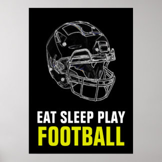 Affiche Mangez Le Sommeil Jouer Football Sport Motivation