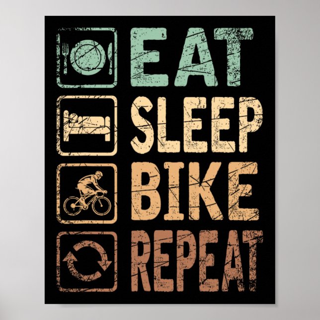 Affiche Mangez le vélo de sommeil Répéter le vélo (Devant)