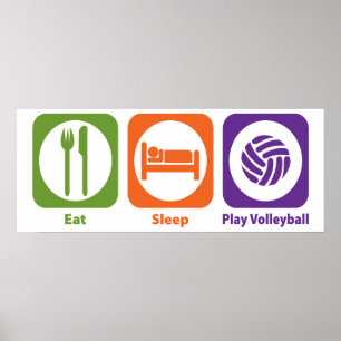 Affiche Mangez le volleyball de jeu de sommeil