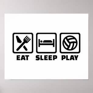 Affiche Mangez le volleyball de jeu de sommeil