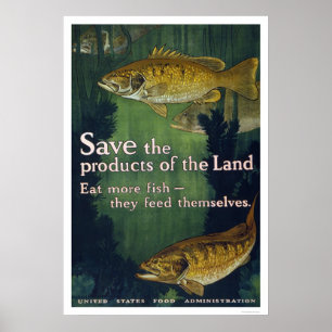 Affiche Mangez plus d'affiche 1917 de poissons