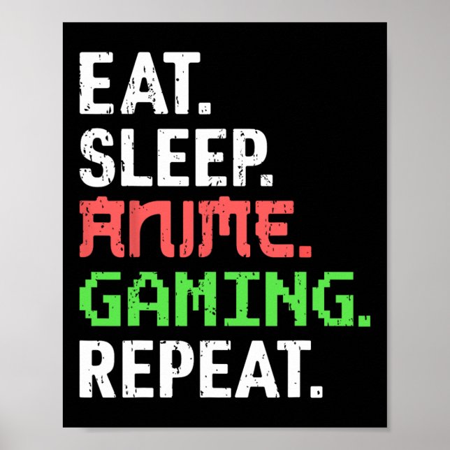 Affiche Mangez Sleep Anime Jeu Répéter Funny Gamer Anime V (Devant)