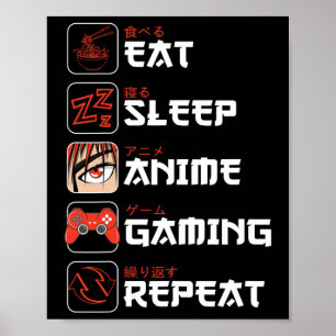 Affiche Mangez Sleep Anime Jeu Répétez Chemise Ado Garçons