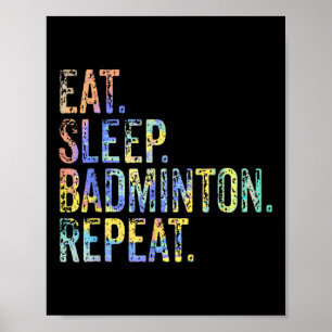 Affiche Mangez Sleep Badminton Répéter Vintage Funny Badmi