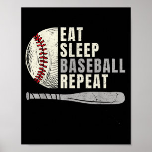 Affiche Mangez Sleep Baseball Répéter Funny Baseball Playe