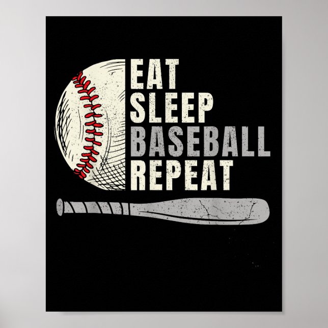 Affiche Mangez Sleep Baseball Répéter Funny Baseball Playe (Devant)