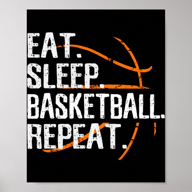 Affiche Mangez Sleep Basketball Répéter - Cadeau Pour Bask (Devant)