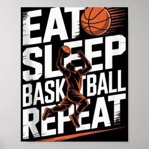 Affiche Mangez Sleep Basketball Répéter, Joueur, Garçons,