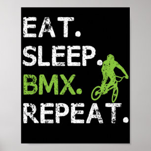 Affiche Mangez Sleep BMX Freestyle Cyclisme Sarcasme