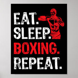 Affiche Mangez Sleep Boxing Répétez Boxer Joueur Drôle