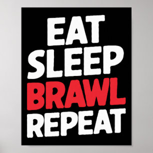 Affiche Mangez Sleep Brawl Répéter Funny Stars Video Gamer