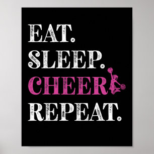 Affiche Mangez Sleep Cheer Répéter Cheerled Pom-pom girl