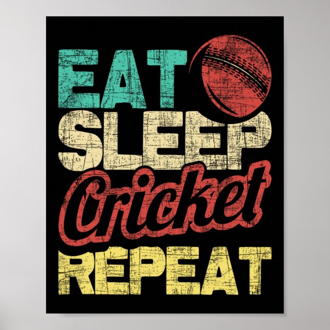 Affiche Mangez Sleep Cricket Repeat - Cricketer Tsman Tsma (Devant)