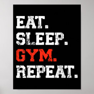 Affiche Mangez Sleep Gym Répéter Funny Fitness Training Wo