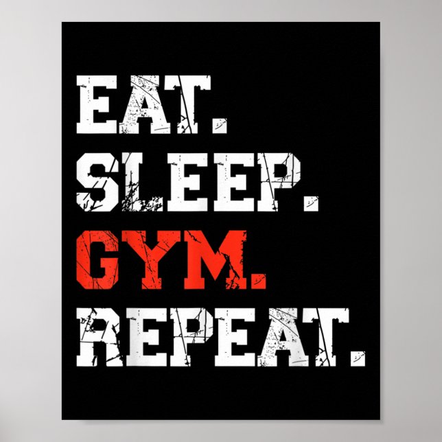 Affiche Mangez Sleep Gym Répéter Funny Fitness Training Wo (Devant)