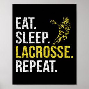 Affiche Mangez Sleep Lacrosse Répéter Sports Équipe Cadeau
