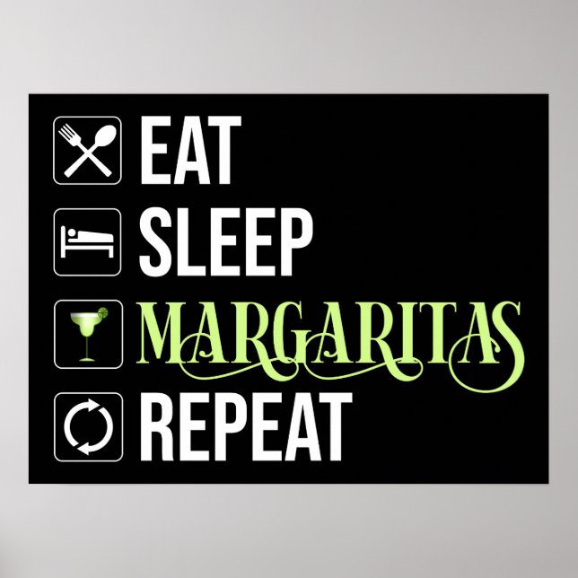 Affiche Mangez Sleep Margaritas Répéter (Devant)