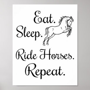 Affiche Mangez Sleep Ride Chevaux Répéter Horseback équita